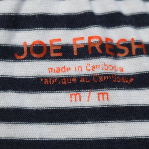 Joe Fresh Blue White Stripe Scoop Neck w Keyhole & Tie Short Sleeve Knit Tee MED - Picture 6 of 7